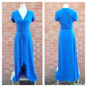 Boston Proper Electric Blue Maxi Dress with Wrap Detail